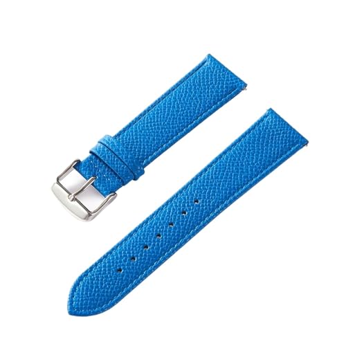 BBPLWEEA YingYou Lederband Kalbsleder Royal Blau Grün Rosa Weiß 18MM 20MM 22MM 24MM Band Zubehör(Sky blue,14mm) von BBPLWEEA