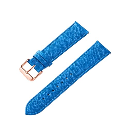 BBPLWEEA YingYou Lederband Kalbsleder Royal Blau Grün Rosa Weiß 18MM 20MM 22MM 24MM Band Zubehör(Sky blue rose,18mm) von BBPLWEEA