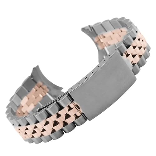 BBPLWEEA YingYou Massives 316L Edelstahl-Uhrenarmband 13 Mm 17 Mm 18 Mm 19 Mm 20 Mm 21 Mm 22 Mm, Gebogenes Ende, Klassisches Uhrenarmband Aus Metall(Silver Rosegold,18mm) von BBPLWEEA