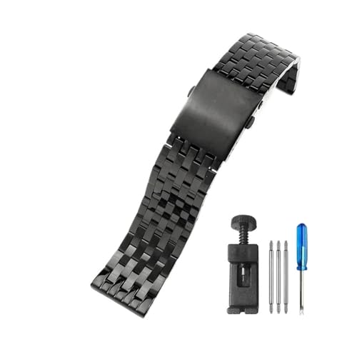 BBPLWEEA YingYou Massives Edelstahl-Armband, Kompatibel Mit Diesel Dz7312 Dz7372 Dz4316, Herrenuhrenarmband, Großes Zubehör(7-Beads-Black,22mm) von BBPLWEEA