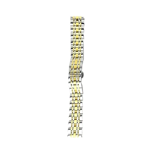 BBPLWEEA YingYou Massives Edelstahl-Uhrenarmband 12 14 15 16 17 18 19 20 21 22 23 24 Mm Ersatz-Uhrenarmband Aus Metall Mit Stiften(Silver Gold,16mm) von BBPLWEEA