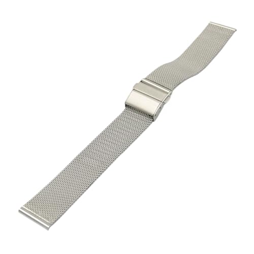 BBPLWEEA YingYou Mesh-Uhrenarmband, 16 Mm, 18 Mm, 20 Mm, 22 Mm, Edelstahl-Ersatzarmband, Schlaufe, Mesh-Armband Mit Schnellverschluss(Silver,22mm) von BBPLWEEA