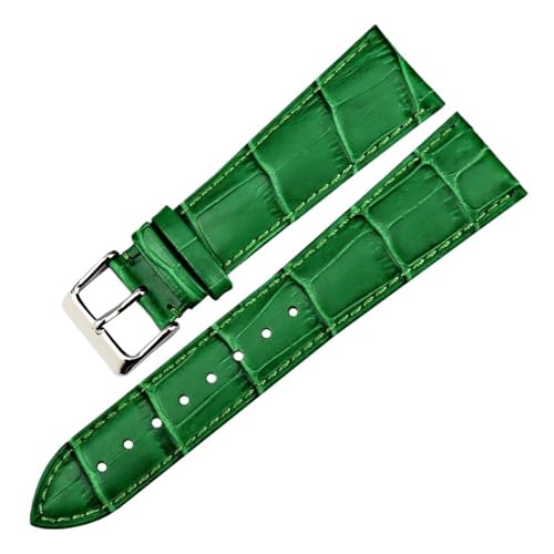 BBPLWEEA YingYou Modisches Grünes Uhrenarmband For Damen Und Herren, 14 Mm, 16, 18, 20, 22, Echtes Lederarmband(Green,18mm) von BBPLWEEA