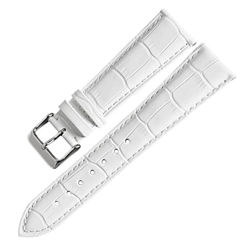 BBPLWEEA YingYou Modisches Grünes Uhrenarmband For Damen Und Herren, 14 Mm, 16, 18, 20, 22, Echtes Lederarmband(White,22mm) von BBPLWEEA