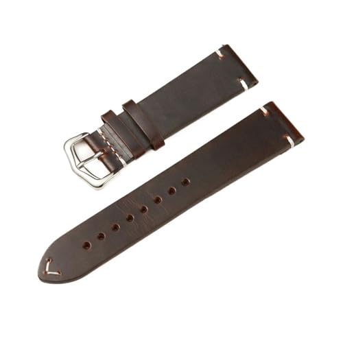 BBPLWEEA YingYou Neue Öl Wachs Leder Rindsleder Armband 18mm 20mm 22mm Farbverlauf Freizeit Uhrenarmbänder Uhr Zubehör Handgelenk Band(Dark brown,20mm) von BBPLWEEA