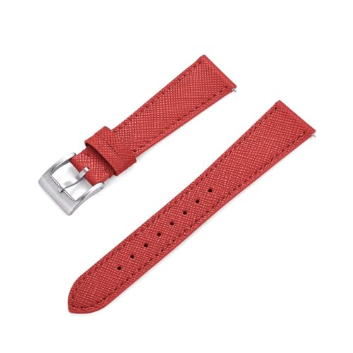 BBPLWEEA YingYou Neues Design, Schnellverschluss, Vintage-Uhrenarmband Aus Genähtem Leder, 18 Mm, 19 Mm, 20 Mm, 21 Mm, 22 Mm, 23 Mm, 24 Mm, Saffiano-Leder-Uhrenarmbänder(Red,22mm) von BBPLWEEA