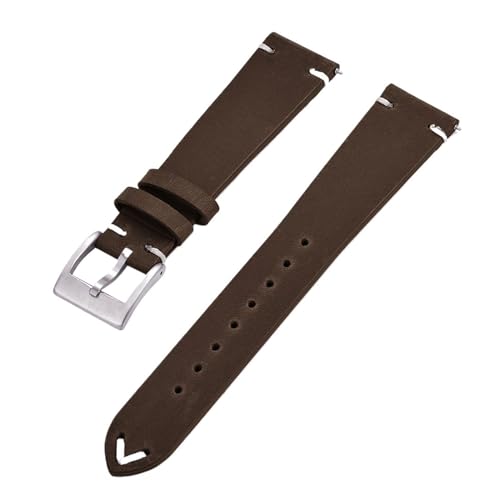 BBPLWEEA YingYou Neues Design Lederarmband 18mm 20mm 22mm Vintage Mattiertes Lederarmband Schnellverschluss Uhrenzubehör(Deep Brown,20mm) von BBPLWEEA