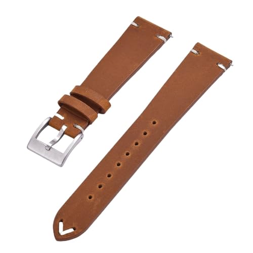 BBPLWEEA YingYou Neues Design Lederarmband 18mm 20mm 22mm Vintage Mattiertes Lederarmband Schnellverschluss Uhrenzubehör(Light Brown,18mm) von BBPLWEEA