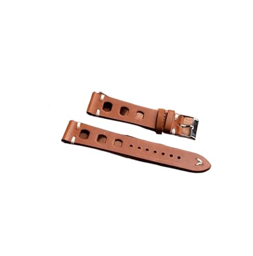 BBPLWEEA YingYou Neues Design Öl Wachs Kuh Leder Uhrenarmband 8mm 20mm 22mm 24mm Vintage Poröse Uhr Armband Handgemachte Uhr Zubehör(Brown,18mm) von BBPLWEEA