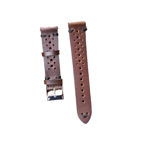 BBPLWEEA YingYou Neues Design Öl Wachs Kuh Leder Uhrenarmband 8mm 20mm 22mm 24mm Vintage Poröse Uhr Armband Handgemachte Uhr Zubehör(Brown black,18mm) von BBPLWEEA