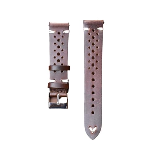 BBPLWEEA YingYou Neues Design Öl Wachs Kuh Leder Uhrenarmband 8mm 20mm 22mm 24mm Vintage Poröse Uhr Armband Handgemachte Uhr Zubehör(Brown white,22mm) von BBPLWEEA
