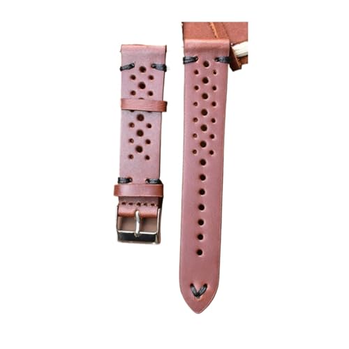 BBPLWEEA YingYou Neues Design Öl Wachs Kuh Leder Uhrenarmband 8mm 20mm 22mm 24mm Vintage Poröse Uhr Armband Handgemachte Uhr Zubehör(Red brown black,20mm) von BBPLWEEA