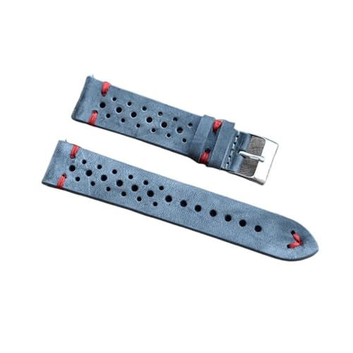 BBPLWEEA YingYou Neues Design Öl Wachs Kuh Leder Uhrenarmband 8mm 20mm 22mm 24mm Vintage Poröse Uhr Armband Handgemachte Uhr Zubehör(Red wire,24mm) von BBPLWEEA