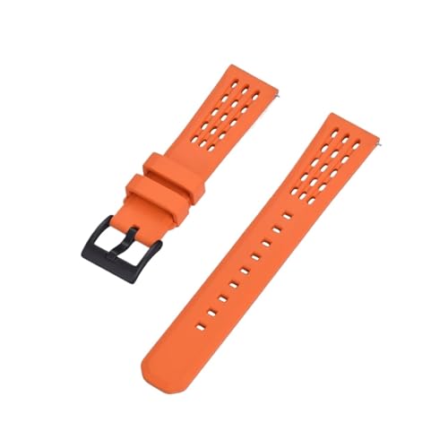BBPLWEEA YingYou Poröse Struktur Schnellverschluss Fluorkautschuk Uhrenarmband 20mm 22mm Neues Kautschuk Uhrenarmband(Orange 2,22mm) von BBPLWEEA
