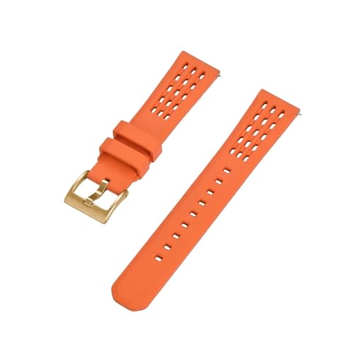 BBPLWEEA YingYou Poröse Struktur Schnellverschluss Fluorkautschuk Uhrenarmband 20mm 22mm Neues Kautschuk Uhrenarmband(Orange 3,22mm) von BBPLWEEA