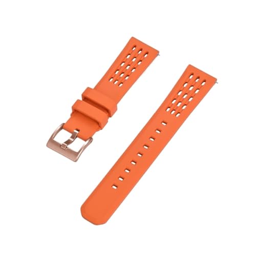 BBPLWEEA YingYou Poröse Struktur Schnellverschluss Fluorkautschuk Uhrenarmband 20mm 22mm Neues Kautschuk Uhrenarmband(Orange 4,20mm) von BBPLWEEA
