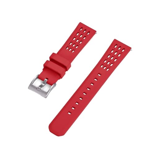 BBPLWEEA YingYou Poröse Struktur Schnellverschluss Fluorkautschuk Uhrenarmband 20mm 22mm Neues Kautschuk Uhrenarmband(Red 1,22mm) von BBPLWEEA
