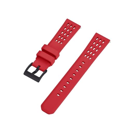 BBPLWEEA YingYou Poröse Struktur Schnellverschluss Fluorkautschuk Uhrenarmband 20mm 22mm Neues Kautschuk Uhrenarmband(Red 2,20mm) von BBPLWEEA