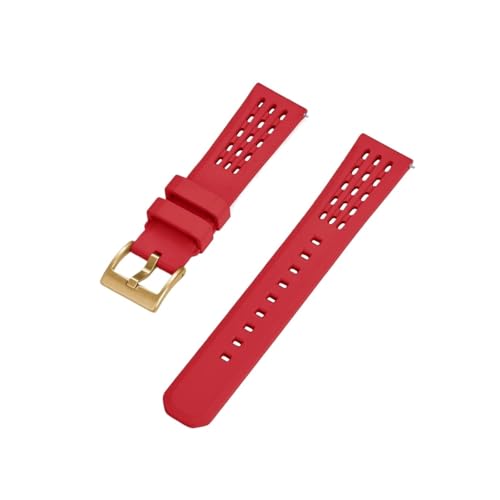 BBPLWEEA YingYou Poröse Struktur Schnellverschluss Fluorkautschuk Uhrenarmband 20mm 22mm Neues Kautschuk Uhrenarmband(Red 3,20mm) von BBPLWEEA
