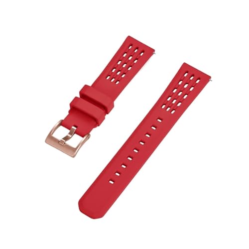 BBPLWEEA YingYou Poröse Struktur Schnellverschluss Fluorkautschuk Uhrenarmband 20mm 22mm Neues Kautschuk Uhrenarmband(Red 4,22mm) von BBPLWEEA
