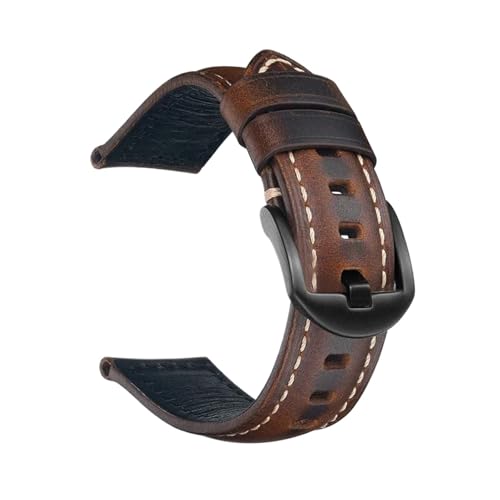 BBPLWEEA YingYou Premium-Uhrenarmband Mit Schnellverschluss, 18 Mm, 20 Mm, 22 Mm, 24 Mm, 26 Mm, Echtes Lederband, Retro-Armband Aus Ölwachs-Rindsleder(Deep Brown (black),26mm) von BBPLWEEA