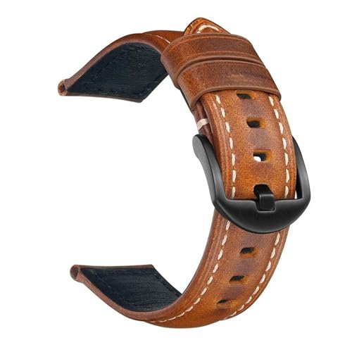 BBPLWEEA YingYou Premium-Uhrenarmband Mit Schnellverschluss, 18 Mm, 20 Mm, 22 Mm, 24 Mm, 26 Mm, Echtes Lederband, Retro-Armband Aus Ölwachs-Rindsleder(Light Brown (black),24mm) von BBPLWEEA