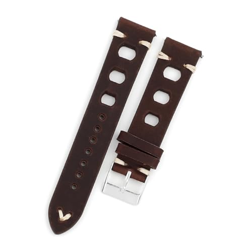 BBPLWEEA YingYou Retro Crazy Horse Lederarmband 18mm 19mm 20mm 21mm 22mm Dreiloch-Uhrenarmband Schnellverschluss Herrenarmbänder(Coffee,20mm) von BBPLWEEA