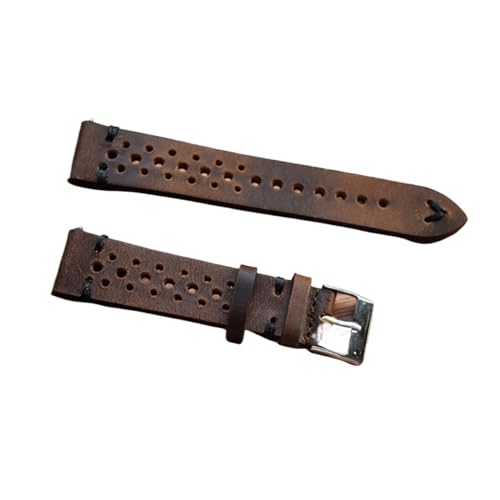 BBPLWEEA YingYou Retro Echtes Leder Armband 18mm 20mm 22mm 24mm Kalbsleder Uhr Riemen Poröse atmungsaktive handgefertigte Nähte Kompatibel mit Männern(Brown black wire,22mm) von BBPLWEEA