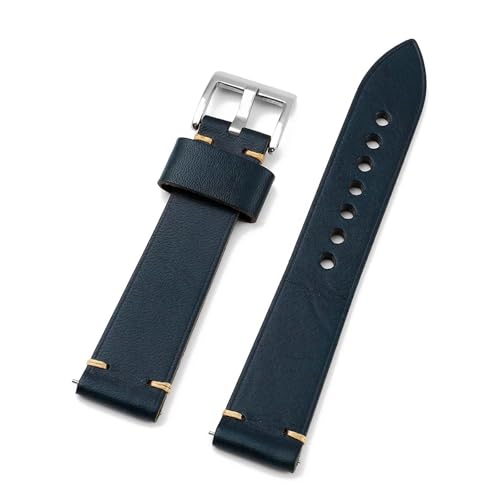 BBPLWEEA YingYou Retro-Leder-Uhrenarmband 20 Mm 22 Mm Schnellverschluss-Armband Weiches Armband Handgefertigtes Näharmband(Blue,22mm) von BBPLWEEA