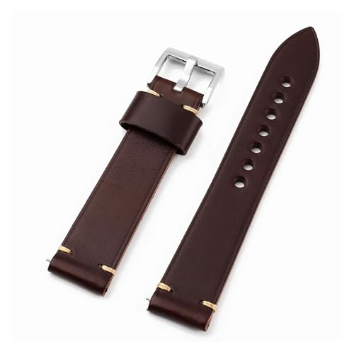 BBPLWEEA YingYou Retro-Leder-Uhrenarmband 20 Mm 22 Mm Schnellverschluss-Armband Weiches Armband Handgefertigtes Näharmband(Coffee,20mm) von BBPLWEEA