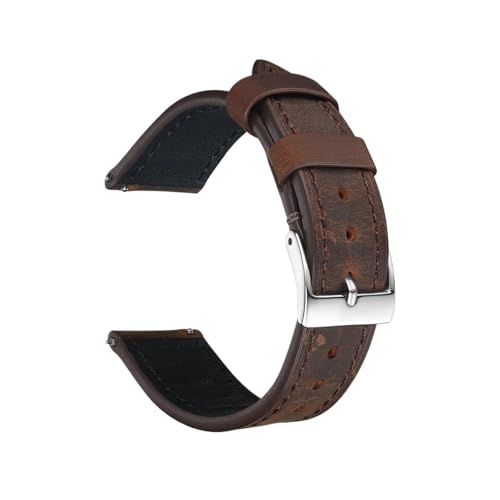 BBPLWEEA YingYou Retro-Leder-Uhrenarmband Crazy Horse Rindsleder-Armband For Herren Und Damen 18 19 20 Mm 21 Mm 22 Mm Uhrenarmbänder Schnellverschluss(Dark brown,22mm) von BBPLWEEA