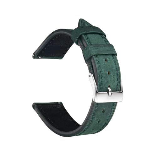 BBPLWEEA YingYou Retro-Leder-Uhrenarmband Crazy Horse Rindsleder-Armband For Herren Und Damen 18 19 20 Mm 21 Mm 22 Mm Uhrenarmbänder Schnellverschluss(Green,18mm) von BBPLWEEA