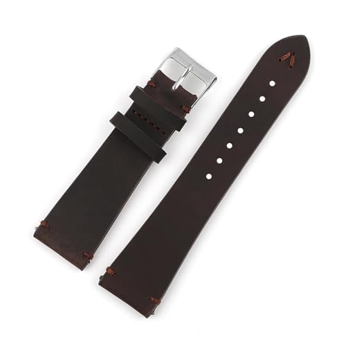 BBPLWEEA YingYou Retro-Uhrenarmband Aus Echtem Leder, 18 Mm, 20 Mm, 22 Mm, Schwarz, Kaffeebraun, Handgefertigtes Näharmband, Ersatzarmband For Herren(Coffee,22mm) von BBPLWEEA