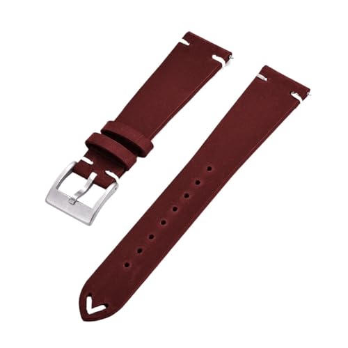 BBPLWEEA YingYou Schnellverschluss-Lederarmband For 18 Mm, 20 Mm, 22 Mm Uhrenarmbänder, Lederarmband For Männer Und Frauen, Ersatz(Red,20mm) von BBPLWEEA