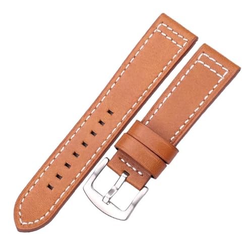 BBPLWEEA YingYou Schnellverschluss-Uhrenarmband Aus Echtem Rindsleder, Unisex, Schwarz, Blau, Grau, Braun, 18 Mm, 20 Mm, 22 Mm, 24 Mm(Brown Silver Buckle,20mm) von BBPLWEEA