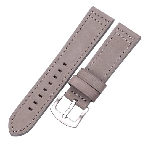 BBPLWEEA YingYou Schnellverschluss-Uhrenarmband Aus Echtem Rindsleder, Unisex, Schwarz, Blau, Grau, Braun, 18 Mm, 20 Mm, 22 Mm, 24 Mm(Gray Silver Buckle,20mm) von BBPLWEEA