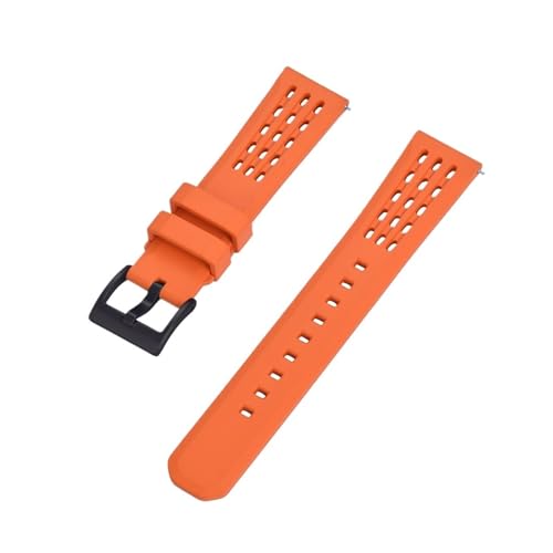BBPLWEEA YingYou Schnellverschluss-Uhrenarmband Aus Fluorkautschuk, 20 Mm, 22 Mm, Neues Design, Poröses, Belüftetes FKM-Gummi-Uhrenarmband(Orange Black,22mm) von BBPLWEEA