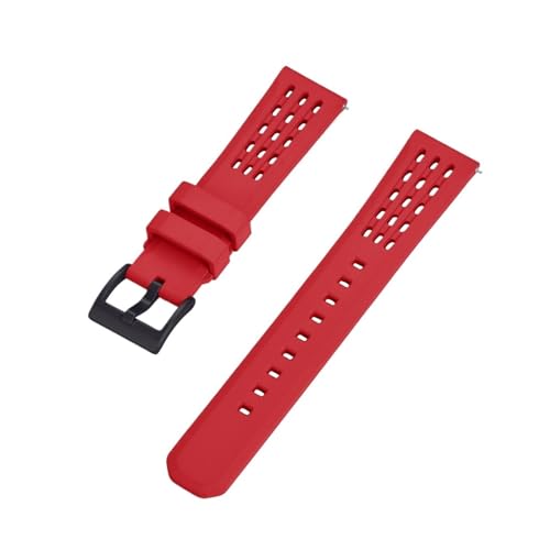 BBPLWEEA YingYou Schnellverschluss-Uhrenarmband Aus Fluorkautschuk, 20 Mm, 22 Mm, Neues Design, Poröses, Belüftetes FKM-Gummi-Uhrenarmband(Red Black,20mm) von BBPLWEEA