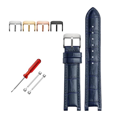 BBPLWEEA YingYou Senior Kuhleder-Uhrenarmband, Kompatibel Mit GC-Uhren, 22 X 13 Mm, 20 X 11 Mm, Gekerbtes Uhrenarmband, Blaue Armbanduhren(Blue pin buckle,22-13 silver bcukle) von BBPLWEEA