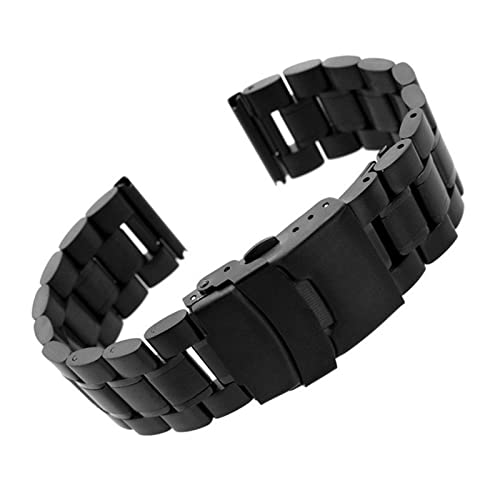 BBPLWEEA YingYou Uhrband 18mm 20mm 22mm 24mm Ersatzuhrarmband Edelstahl Doppelschloss Schnalle Band Armband Gürtel Armband(Black,20mm) von BBPLWEEA