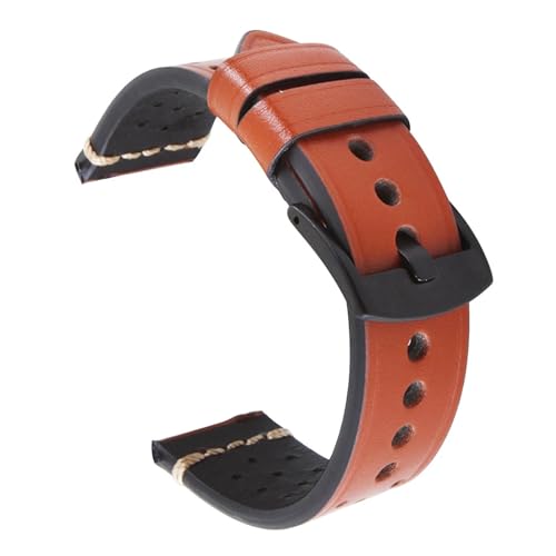 BBPLWEEA YingYou Uhrenarmbänder Leder Atmungsaktiv 20mm 22mm Rindsleder Uhrenarmbänder For Herrenuhr Accessroies Armband(Red brown,20mm) von BBPLWEEA