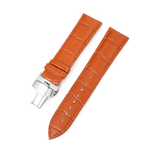 BBPLWEEA YingYou Uhrenarmband 10mm 12 13 14 15 16 17 18mm 19 20mm 21 22mm 23 24mm Echtleder Uhrenarmband Schmetterlingsschnalle(Brown,22mm) von BBPLWEEA
