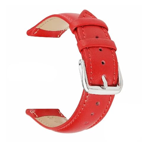 BBPLWEEA YingYou Uhrenarmband 12mm 14mm 16mm 18mm 20mm 22mm 24mm Uhrenarmband Aus Echtem Leder Armbanduhrenarmband Bänder 6 Farben(Red,20mm) von BBPLWEEA