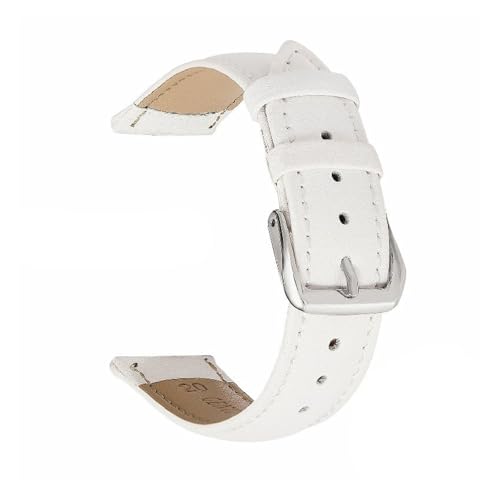 BBPLWEEA YingYou Uhrenarmband 12mm 14mm 16mm 18mm 20mm 22mm 24mm Uhrenarmband Aus Echtem Leder Armbanduhrenarmband Bänder 6 Farben(WHITE,24mm) von BBPLWEEA