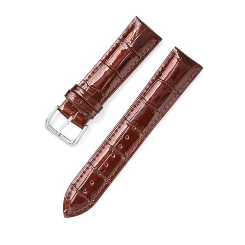 BBPLWEEA YingYou Uhrenarmband 12mm 14mm 16mm 18mm 20mm 22mm Echtleder Uhrenarmband Krokodilprägung Lackleder Armband Handgelenk Armband(Deep Brown,12mm) von BBPLWEEA