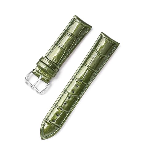 BBPLWEEA YingYou Uhrenarmband 12mm 14mm 16mm 18mm 20mm 22mm Echtleder Uhrenarmband Krokodilprägung Lackleder Armband Handgelenk Armband(Green,12mm) von BBPLWEEA