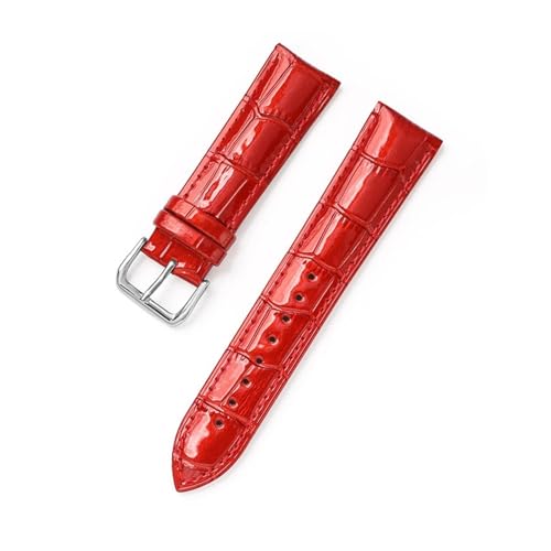 BBPLWEEA YingYou Uhrenarmband 12mm 14mm 16mm 18mm 20mm 22mm Echtleder Uhrenarmband Krokodilprägung Lackleder Armband Handgelenk Armband(Red,20mm) von BBPLWEEA