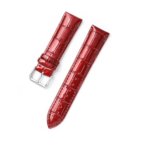 BBPLWEEA YingYou Uhrenarmband 12mm 14mm 16mm 18mm 20mm 22mm Echtleder Uhrenarmband Krokodilprägung Lackleder Armband Handgelenk Armband(Wine Red,18mm) von BBPLWEEA