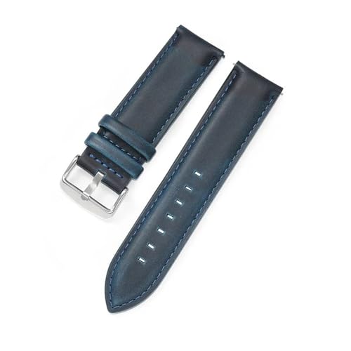 BBPLWEEA YingYou Uhrenarmband 18mm 20mm 22mm Leder Uhrenarmband Schnellverschluss Braun Schwarz Retro Crazy Horse Armband Uhrenzubehör(Deep Blue,22mm) von BBPLWEEA
