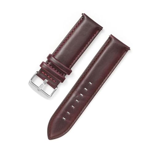 BBPLWEEA YingYou Uhrenarmband 18mm 20mm 22mm Leder Uhrenarmband Schnellverschluss Braun Schwarz Retro Crazy Horse Armband Uhrenzubehör(Red,18mm) von BBPLWEEA